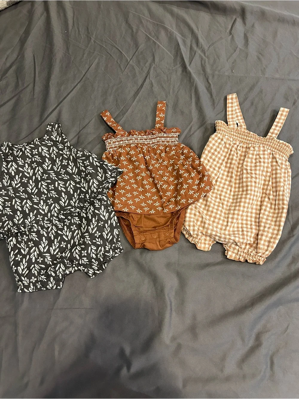 Set of Three Carter’s Baby Girl Rompers in size 3 mos